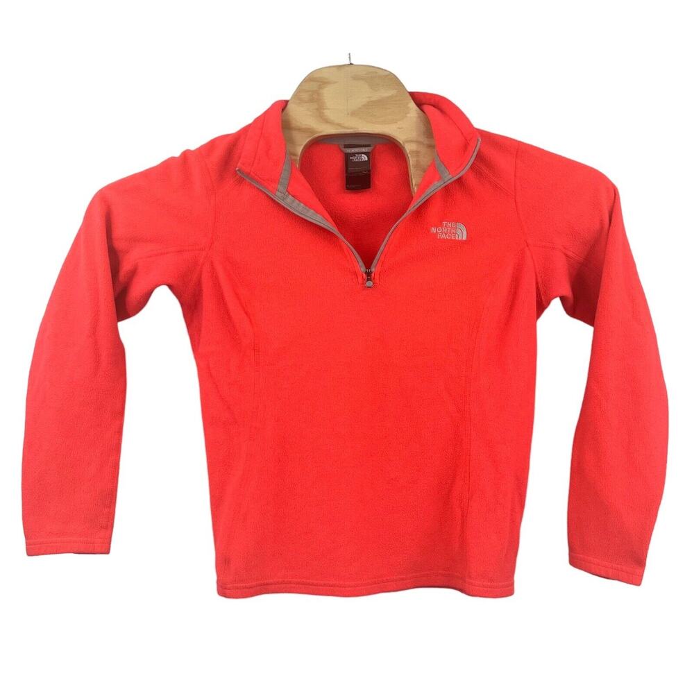 The North Face 1/4 Zip Pullover Logo L/S Fleece Sweater Small Bright Pink